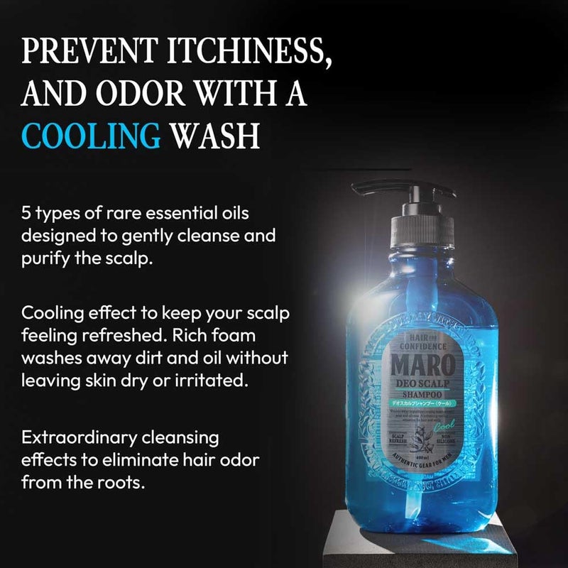 MARO Deo Scalp Shampoo - Soothing Cool Shampoo Cleanser Designed to Remove Dirt & Odor at the Root - Refreshes & Hydrates Scalp, Prevents Flakes & Itchiness - Gift for Men - 13.5 oz / 400 ml (2 Pack) - Image 4