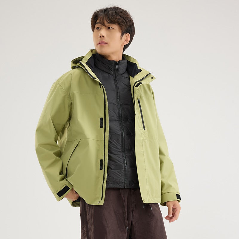 3-in-1 Outdoor Jacket for Men and Women, Windproof Waterproof Warm Hiking Cycling Mountaineering Coat