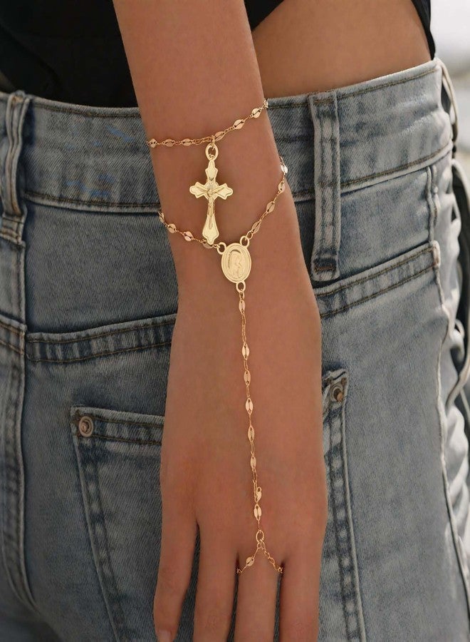 72ore Hand Chain Bracelet for Women Gold Religious Cross Charm Bracelet Jewelry Accessories Gifts for Women Trendy Jewelry Gifts - Image 2