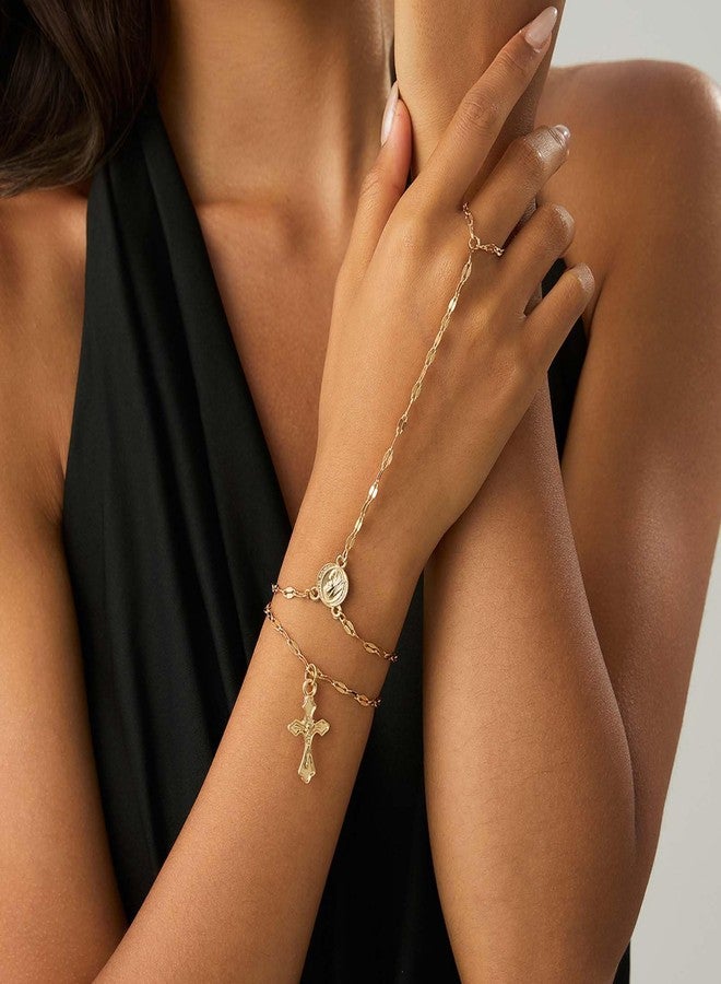 72ore Hand Chain Bracelet for Women Gold Religious Cross Charm Bracelet Jewelry Accessories Gifts for Women Trendy Jewelry Gifts - Image 3