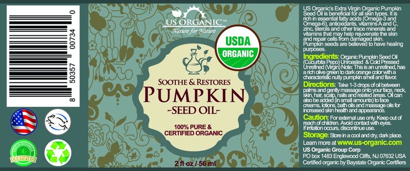 US Organic Pumpkin Seed Oil, USDA Certified Organic, Pure, Natural, Cold Pressed Virgin, Unrefined in Amber Glass Bottle w/Glass Eyedropper (Small (2 oz, 56 ml)) - Image 2