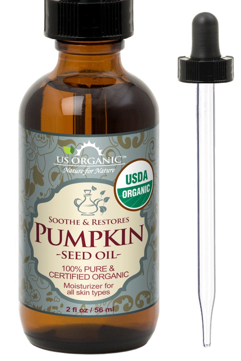 US Organic Pumpkin Seed Oil, USDA Certified Organic, Pure, Natural, Cold Pressed Virgin, Unrefined in Amber Glass Bottle w/Glass Eyedropper (Small (2 oz, 56 ml)) - Image 1