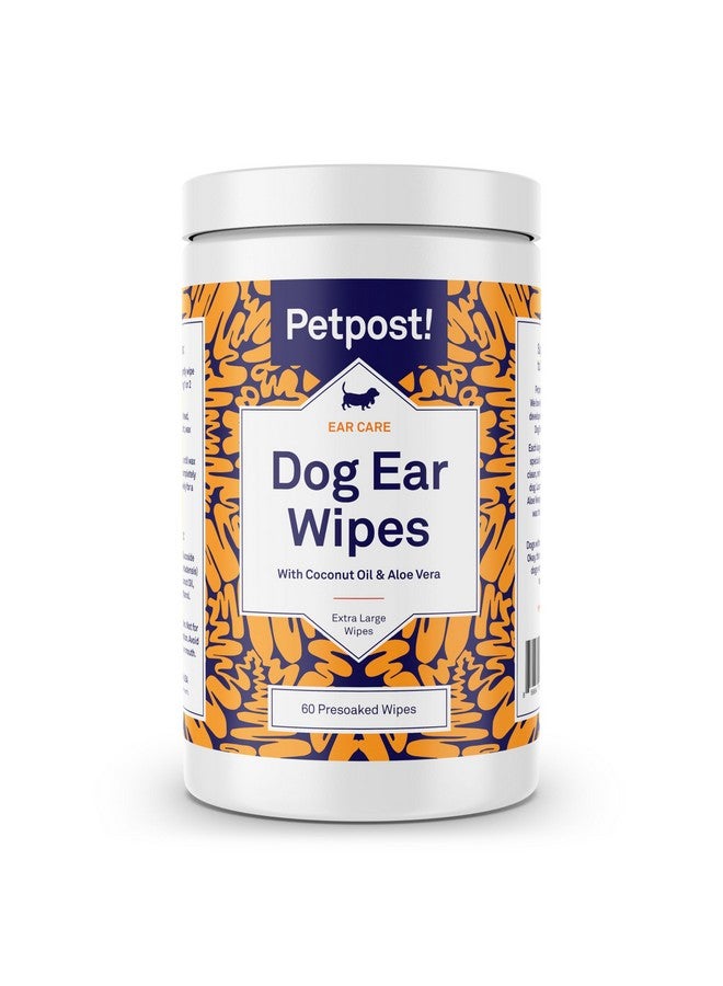 Petpost | Large Dog Ear Cleaner Wipes - Ultra Soft XL Cotton Pads in Coconut Oil Aloe Solution - Remedy for Dog Ear Rinse & Cleanser 60 ct. - Image 1