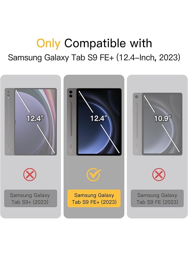 جي تيك حافظة لجهاز سامسونج جالكسي تاب S9 Fe+ S9 Fe Plus مقاس 12.4 بوصة مع حامل قلم S، غطاء خلفي شفاف صلب من البولي كربونات مع حامل ثلاثي الطيات وخاصية الاستيقاظ التلقائي باللون الأسود - Image 2