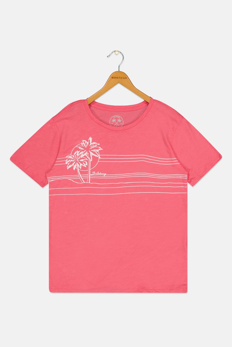 Billabong Kids Girl Crew Neck Short Sleeves printed T-shirt, Pink - Image 2