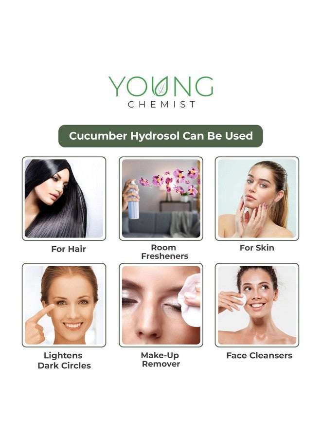 Young Chemist Organic Cucumber Hydrosol Pure and Natural Facial Toner, Skin Refresher and Makeup Remover In 1 Litre - Image 4