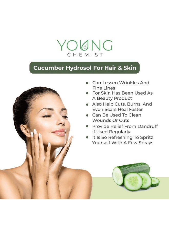 Young Chemist Organic Cucumber Hydrosol Pure and Natural Facial Toner, Skin Refresher and Makeup Remover In 1 Litre - Image 3