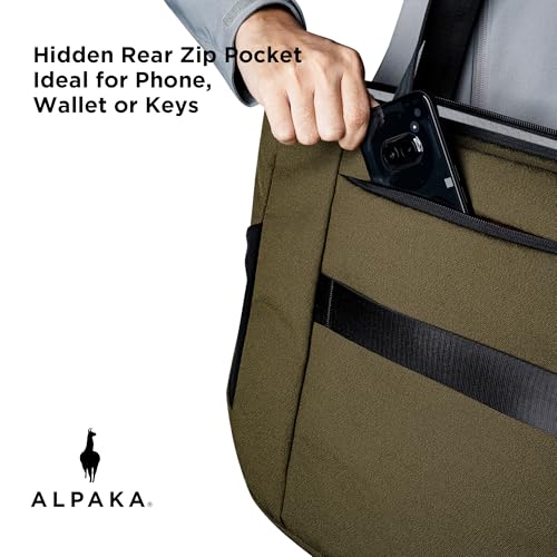 ALPAKA Bravo Tote Bag for 16 Inch MacBook Pro – Weatherproof 16 Inch Laptop Briefcase for Men & Women, Work Travel Tote with Adjustable Shoulder Strap, Army Green Axoflux 600D - Image 5
