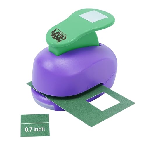 UCEC Square Hole Punch Craft Lever Punch 07 Inch Postage Stamp Cutter Handmade Paper Puncher for Crafting Scrapbooking DIY Cards Making Square Shaped Punches for Paper Crafts Candy Color Random - Image 1