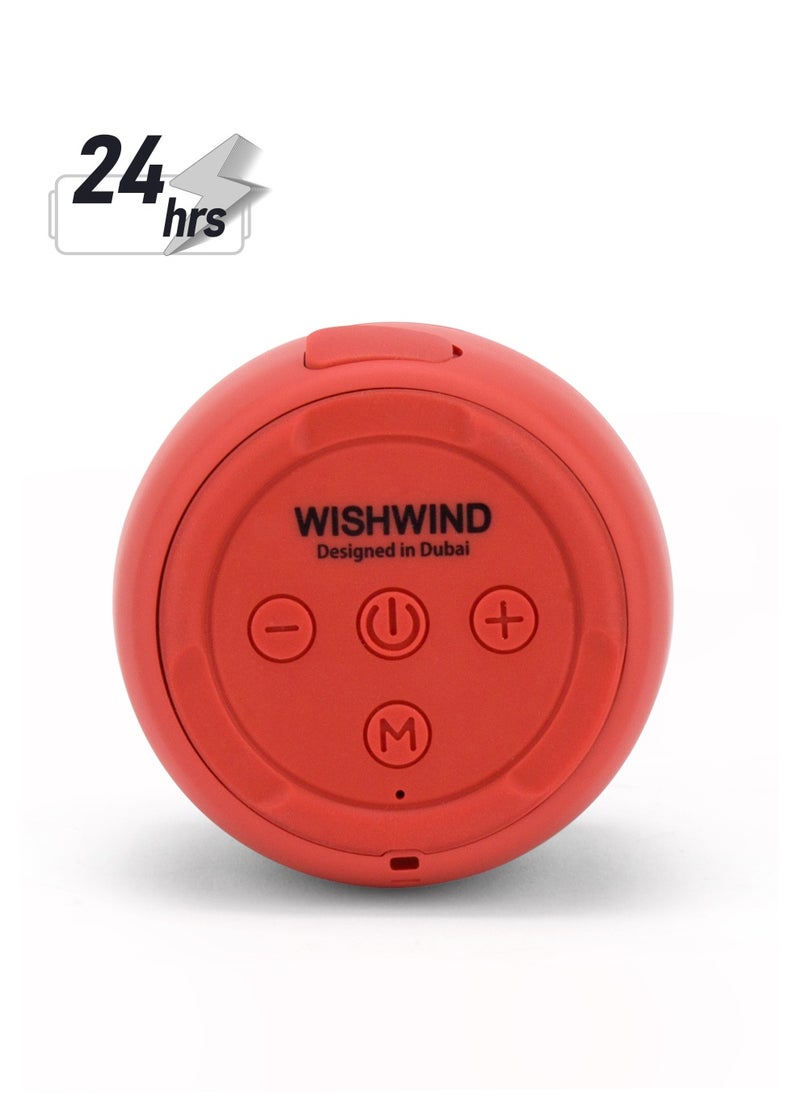 WISHWIND Travel Tune Portable Bluetooth Speaker | 4D Surround Sound | Waterproof & Shockproof | 24H Battery | Hands-Free Calling | Travel-Friendly Wireless Speaker (Red)  - Image 1