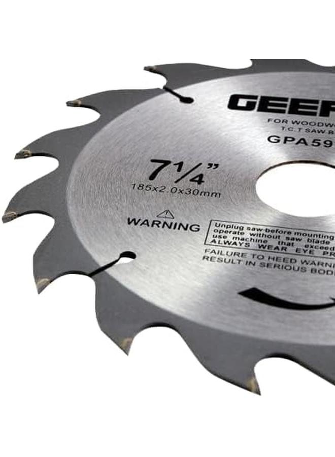 GEEPAS Professional Circular Saw Blade 185 Mm X 2 Mm X 30 Mm Size 16 Teeth Silver Black  - Image 2