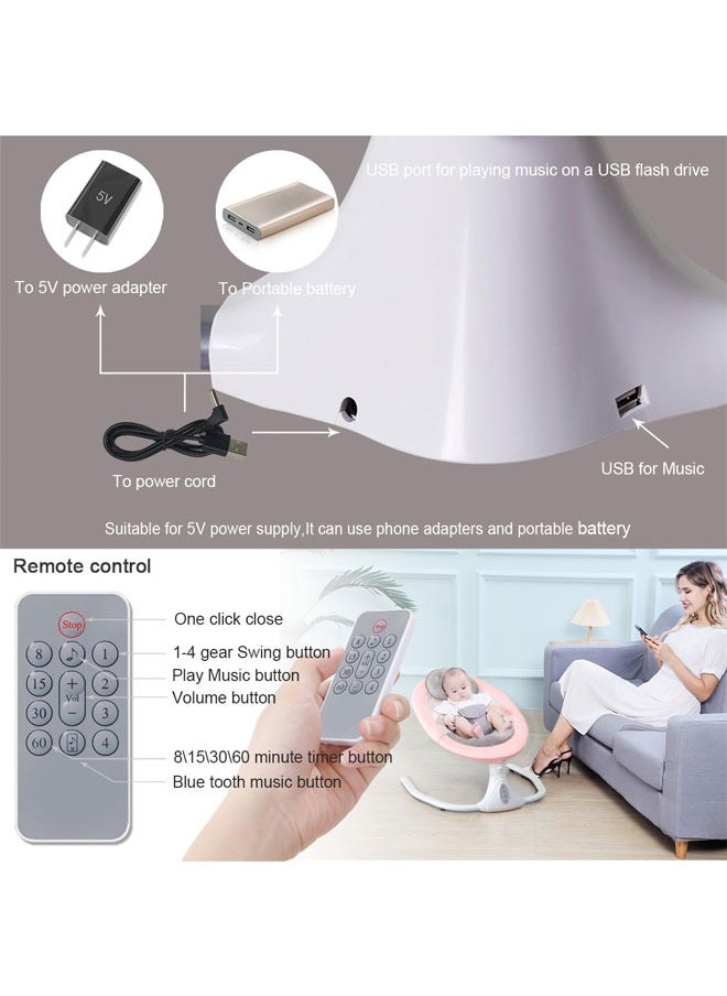 Vinnatsu - Multi Functional Bluetooth automatic baby Chair swing 4 Speeds 4 Timing Set Baby Intelligent Electric Rocking Chair with Remote Control and Mosquito Net - Image 1