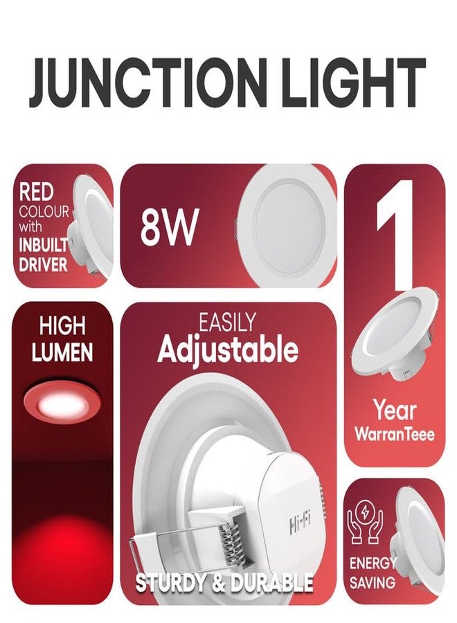 elleys' ZYDO 8W LED Down Light (Red Light) Round Recessed Ceiling LED Light | Cut Out- 75 mm | BIS Certified & 4KV Surge Protection pop Lights for Ceiling (8W, Pack of 1) - Image 2
