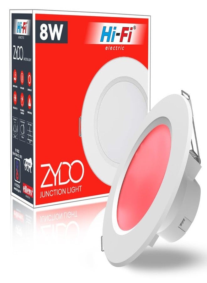 elleys' ZYDO 8W LED Down Light (Red Light) Round Recessed Ceiling LED Light | Cut Out- 75 mm | BIS Certified & 4KV Surge Protection pop Lights for Ceiling (8W, Pack of 1) - Image 1