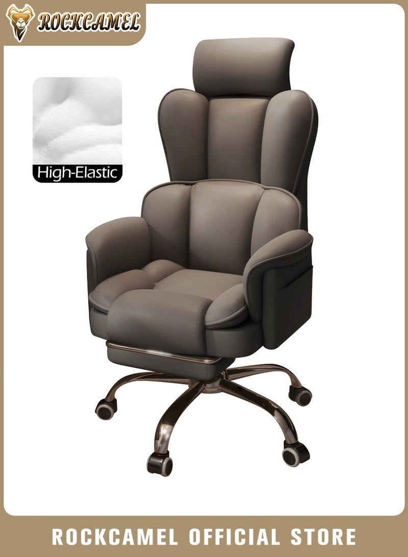 ROCKCAMEL Ergonomic Office Chair/ Gaming Chair with Footrest and Headrest, High Back Computer Desk Chair, Adjustable Swivel Task Chair with High Resilience Sponge Cushion, Lumbar Support, Grey - Image 1