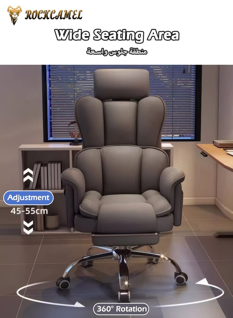 ROCKCAMEL Ergonomic Office Chair/ Gaming Chair with Footrest and Headrest, High Back Computer Desk Chair, Adjustable Swivel Task Chair with High Resilience Sponge Cushion, Lumbar Support, Grey - Image 5