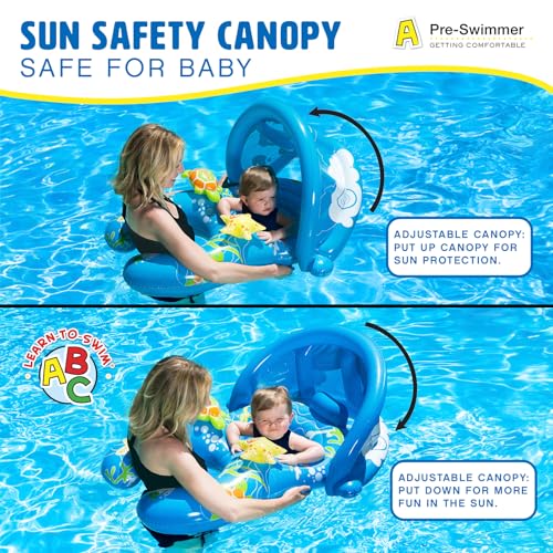Poolmaster Mommy Me Baby Pool Float with Sun Shade Infant and Toddler Swim Float for Ages 824 Months Dual Ring Shared Swim Design with Drop Seat for Comfort and Safety - Image 5