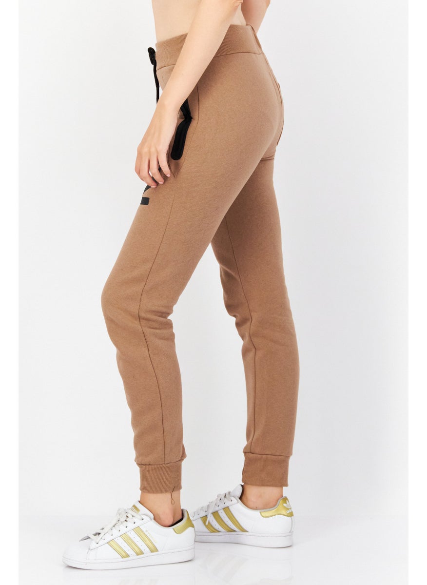 GEOGRAPHICAL NORWAY - Women Drawstring Brand Logo Jogger Pants, Taupe - Image 1