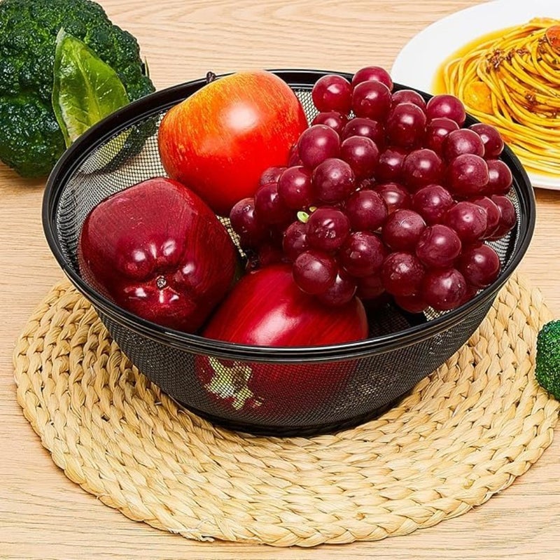 قطعتان من أغطية الطعام الشبكية مع غطاء، دائرية 27 سم، سلك معدني أبيض وأسود، سلة تخزين خضروات الفاكهة المقاومة للطيران، وعاء مغطى للمطبخ، في الهواء الطلق، كونترتوب، المطاعم - Image 4