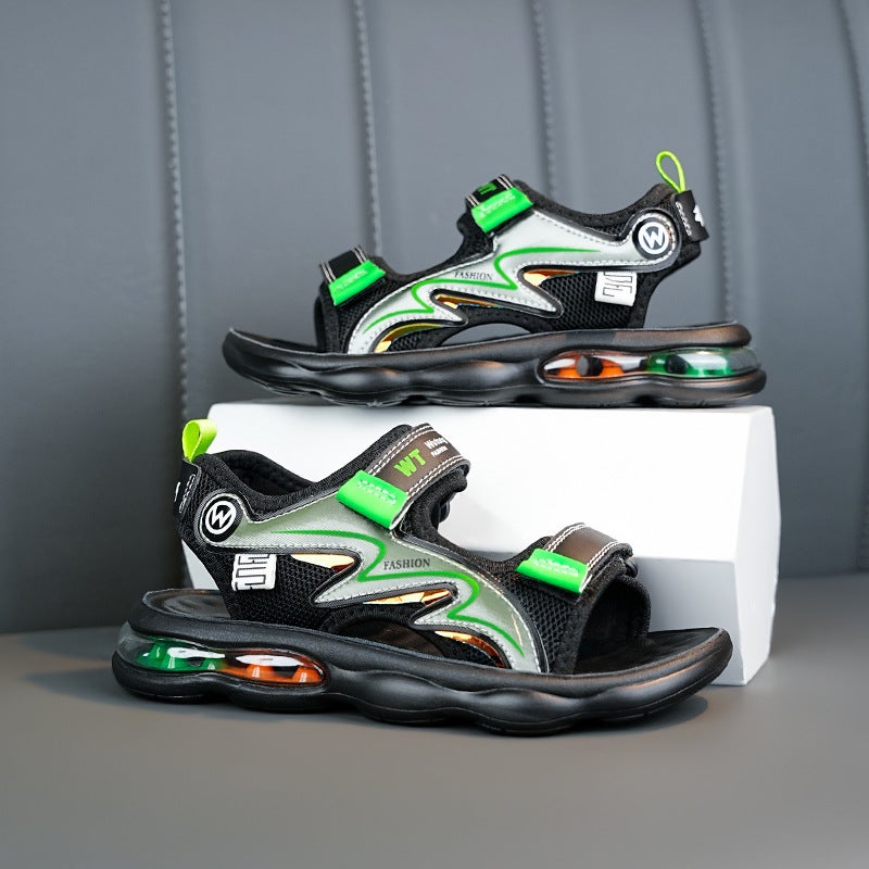 Sandals Boys Shoes 2024 Air Cushion Sneakers Kids Beach Shoes Double Velcro Children Open Toe Sandals - Image 2