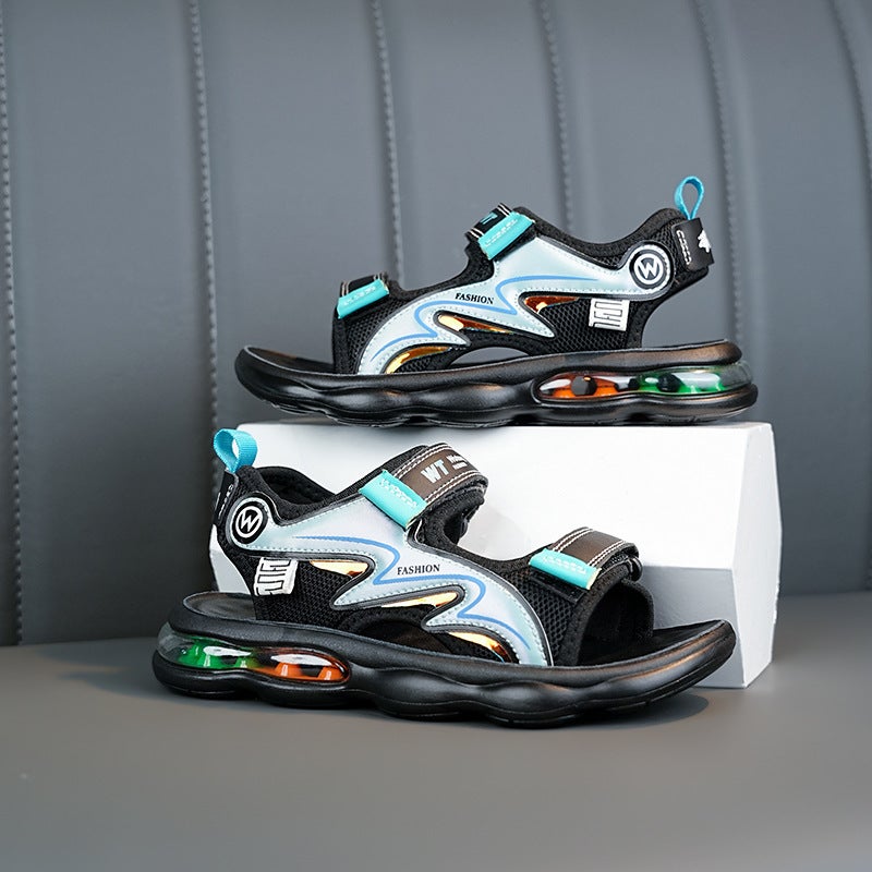 Sandals Boys Shoes 2024 Air Cushion Sneakers Kids Beach Shoes Double Velcro Children Open Toe Sandals - Image 3