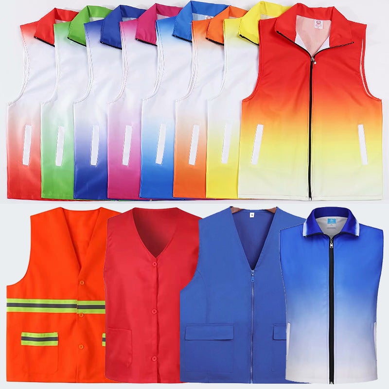 Volunteer Waistcoat Publicity Activities Righteous Work Clothes Set Red Advertising Make Waistcoat Clip Printing Picture Logo - Image 4