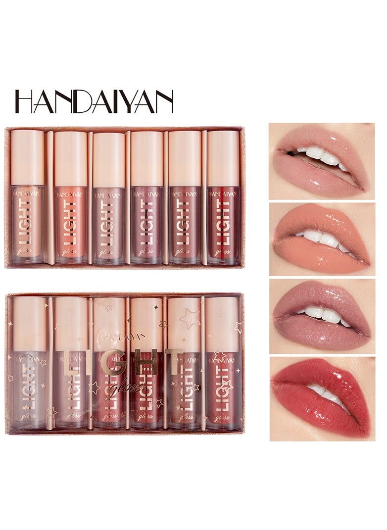 Handaiyan Lip Gloss Set 12 Pcs Hydrating Moisturizing Long Lasting High Glossy Light Stain Super Shiny Balm Oil Tinted Treatment Glow Glass Shine Makeup Colored Bright Lifter For Women Girls  - Image 1