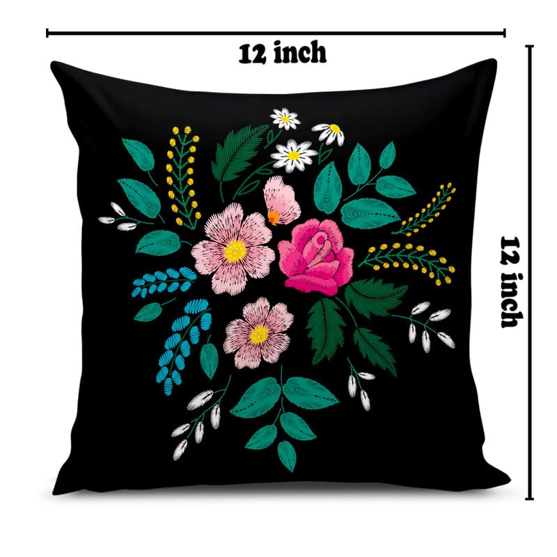 BMRGIFTS Jute Fabric Decorative Designer Printed 200 TC Cushion Cover Decorations For Sofa Living Room 12 X 12 Inch Set Of 5 Multi (CC1) - Image 5