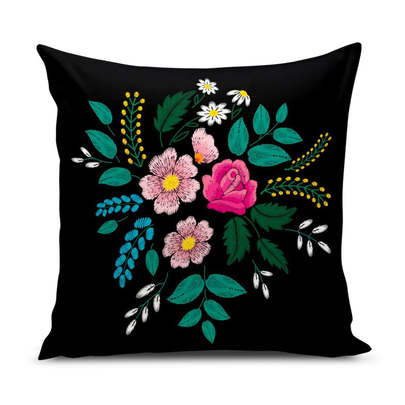 BMRGIFTS Jute Fabric Decorative Designer Printed 200 TC Cushion Cover Decorations For Sofa Living Room 12 X 12 Inch Set Of 5 Multi (CC1) - Image 3