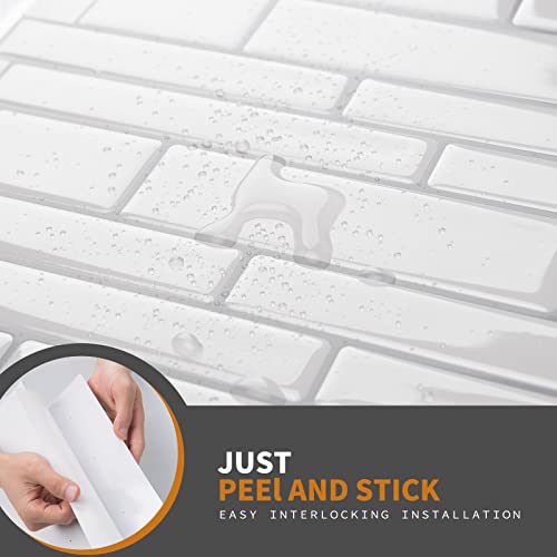 WOWSTAR 10-Sheet White Peel and Stick Backsplash Tiles for Kitchen, Marble Look Stick on Tiles for Kitchen, 12 inches x 12 inches - Image 5
