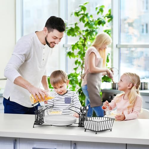 Sorbus Utensil Caddy Use For Napkin Cutlery Plate Holder Stackable Flatware Caddy Tabletop Organizer Ideal for Dining Table Party Buffet Kitchen Entertaining Black - Image 3