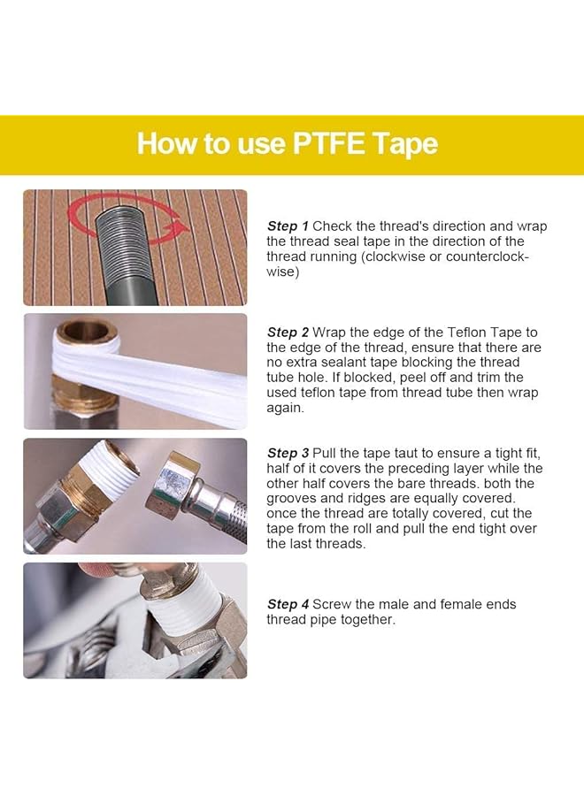 erorex Bathroom Accessories Raw Material Belt Sealing Tape Pipe Tape Angle Valve Faucet Other Special Thread Seal Tape Faucet Sealing Tape Waterproof Raw Material With Tape 8 Pack - Image 5