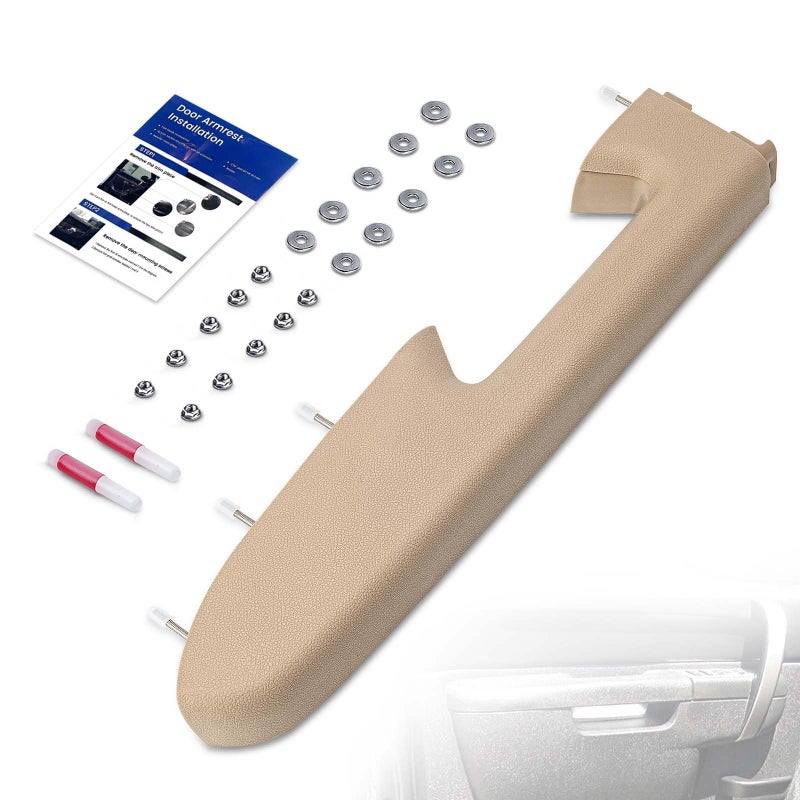 RHAOCZIYAUTO 22818467 Front Left Driver Side Armrest Repair Kit Fit for Chevy Silverado 1500 2500HD 3500HD 20102014 For GMC Sierra 1500 2500 HD 3500 HD 20102014 Door Panel with Release Handle Below Armrest Tan - Image 2