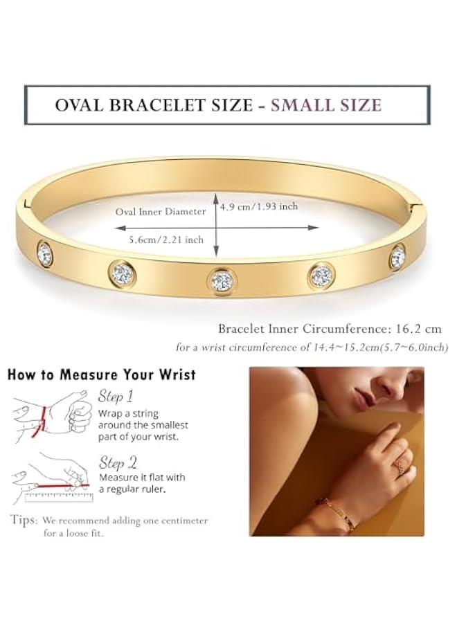 Arabest Gold Bracelets for Women Friendship Love Bangle Bracelets Cubic Zirconia Stainless Steel Bracelet Jewelry Birthday Gifts for Women Stocking Stuffers - Image 3
