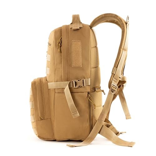 Tripole Captain 25 Litres Tactical Laptop Backpack with MOLLE Webbing and Carabiner – Travel, Outdoor & Daily Use (Khaki) - Image 2