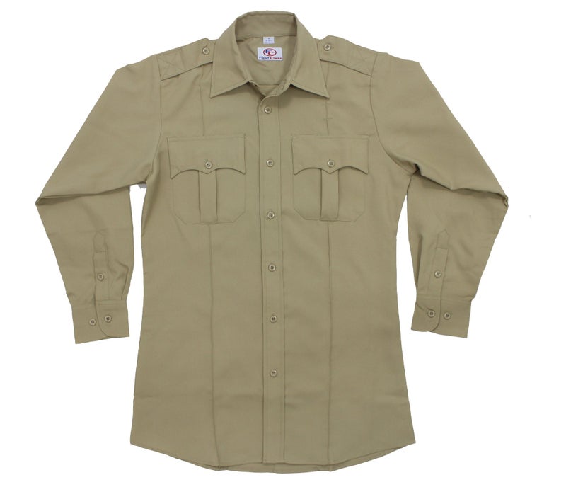 First Class 100% Polyester Long Sleeve Men's Uniform Shirt White (as1, Alpha, s, Regular, Regular, Tan) - Image 5