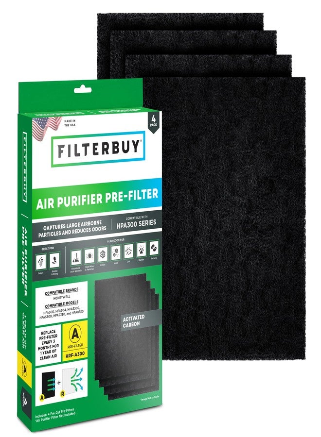 Filterbuy Activated Carbon Pre-Cut Filter HRF-A300 Replacement for Honeywell Air Purifier (4-Pack, Made in USA) - Image 1