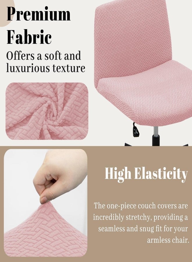 Dimatic Armless Office Chair Covers Criss Cross Wide Desk Chair Cover Slipcover Stretch Jacquard Swivel Computer Chair Covers for Home Office-Pink - Image 3