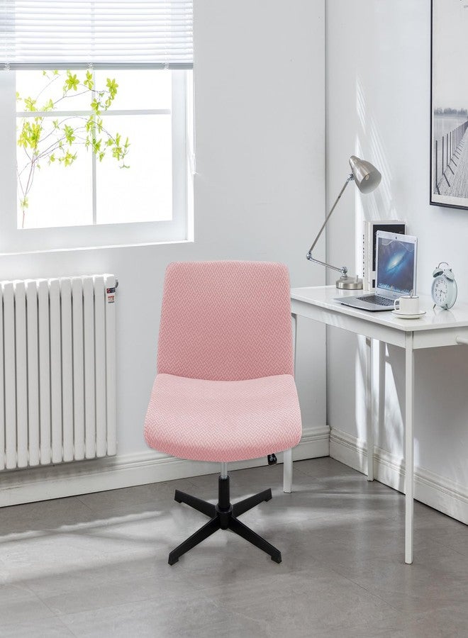 Dimatic Armless Office Chair Covers Criss Cross Wide Desk Chair Cover Slipcover Stretch Jacquard Swivel Computer Chair Covers for Home Office-Pink - Image 2
