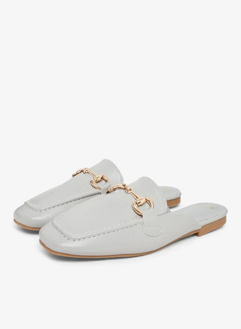 Styli  Grey Buckle Detail Mules for Women | Best Price UAE