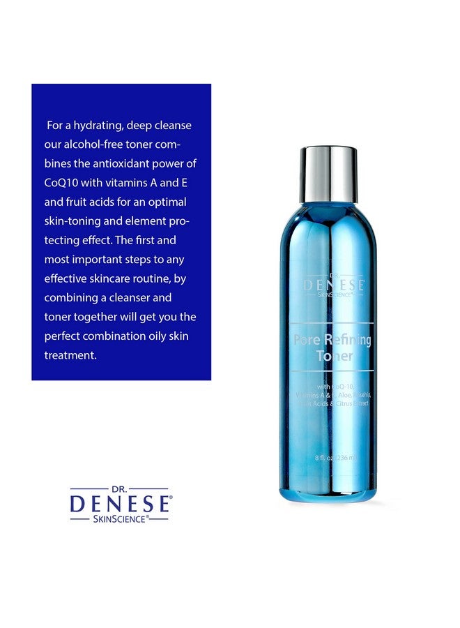 Dr. Denese Skinscience Pore Refining Toner Calming & Clarifying With Coq-10, Vitamins A&E, Witch Hazel, Retinol, Aloe, Rose Hip, Fruit Acids & Citrus Extracts - Alcohol-Free, Cruelty-Free - 8Oz - Image 2