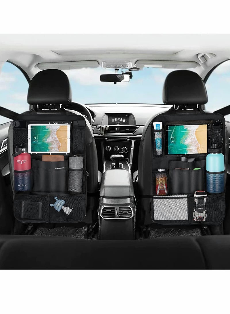 Zikra Car Seat Organizer, Backseat Organizer with Touchable Tablet Holder and 9 Storage Pockets, Kick Mats Back for Toys Water Bottle Books Pens - Image 5