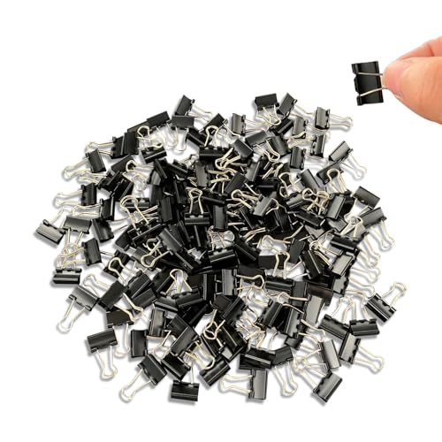 Ykimok 240Pcs Mini Binder Clips, 5/8 inch(15mm), Paper Clamps Small Size for Office Supplies, Black - Image 1