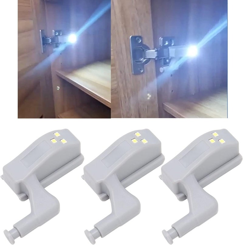 10 Sets Hinge LED Light High Brightness ABS Cabinet Hinge Light with 3 LED Lamp Beads for Wardrobe Cabinet (Warm Light + Battery) - Image 5