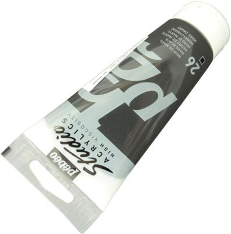 Pebeo Studio Acrylics Fine Acrylic Paint - Mars Black - 100ml (3.38oz) - Image 1