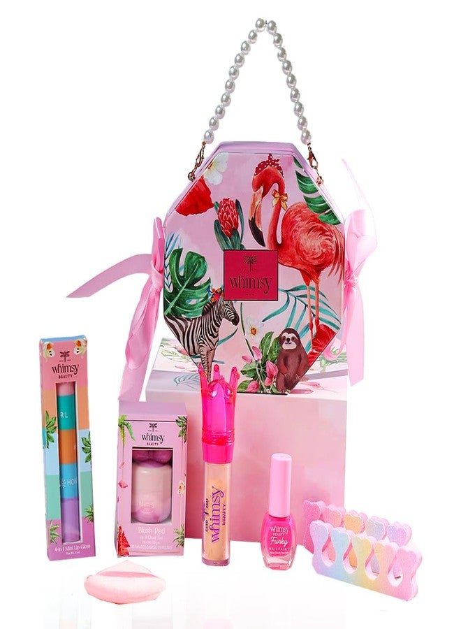 ويمسي مجموعة ويمسي بيوتي سباركل آند بولش للعناية بالأظافر | مجموعة تجميل آمنة للفتيات والمراهقات | ألوان أظافر، مُلوّن شفاه، وملمع شفاه | عبوة من 6 قطع - Image 1