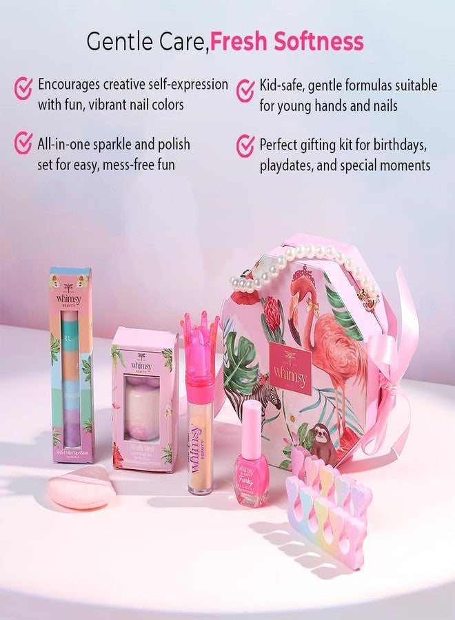 ويمسي مجموعة ويمسي بيوتي سباركل آند بولش للعناية بالأظافر | مجموعة تجميل آمنة للفتيات والمراهقات | ألوان أظافر، مُلوّن شفاه، وملمع شفاه | عبوة من 6 قطع - Image 3