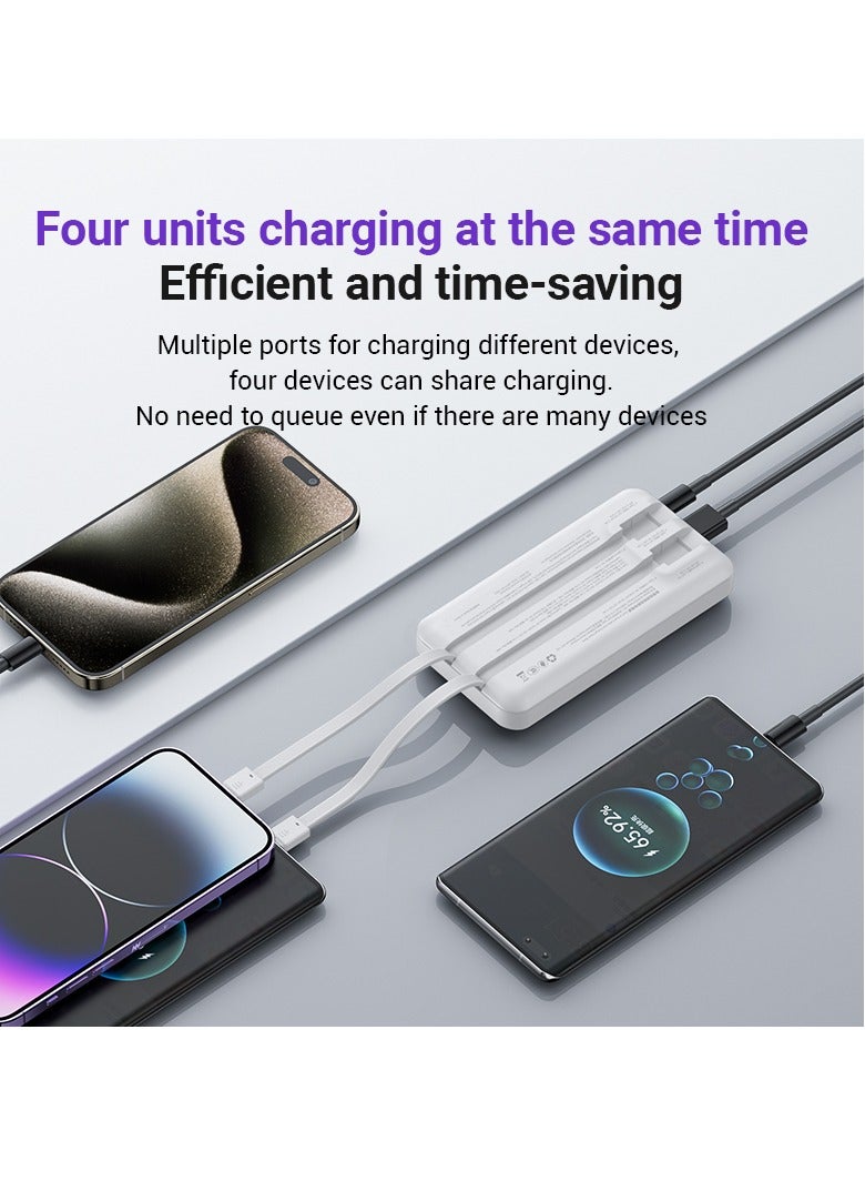 zime بنك الطاقة زيم B225، 20,000 مللي أمبير 22.5 واط كحد أقصى شاحن محمول سريع مع كابلات USB-C مدمجة وموصلات، 1 USB-C، 1 USB-A، حزمة بطارية لهواتف آيفون 16/15/14/13، والمزيد - Image 4