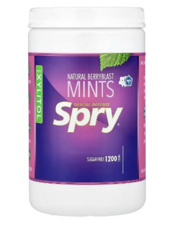 Xlear, Spry®, Dental Defense Mints With Xylitol, Natural Berryblast, 1,200 Pieces