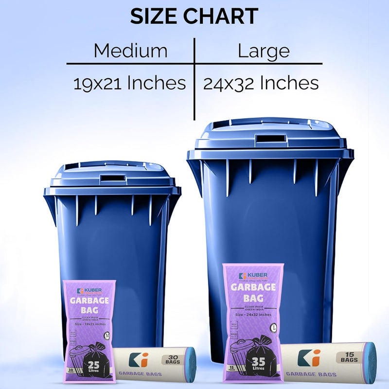 Kuber Industries 19x21 IN Blue Medium Garbage Bags for Dustbin 90 Bags (3 Rolls) | Odour Free Wet and Dry Waste Trash Bags | Dustbin Bags Medium Size for Home, Office, Hotels, Hospitals - Image 5